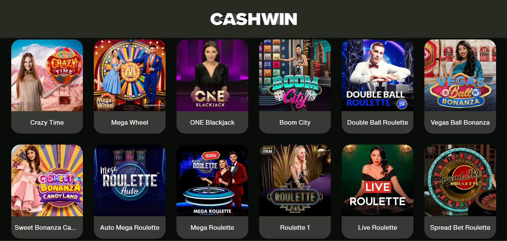 Jeux disponibles sur CashWin casino en ligne