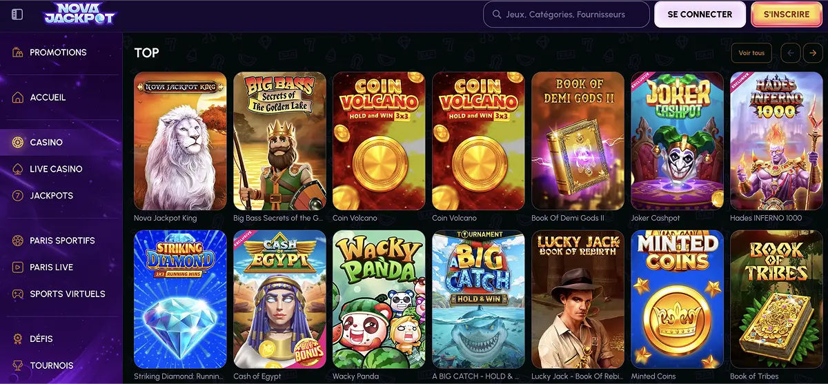 Catalogue de jeux sur Novajackpot casino Catalogue de jeux sur Novajackpot