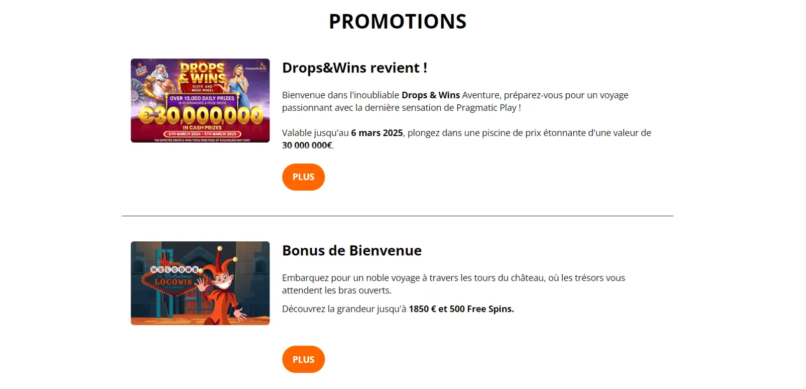 Casinos en ligne bonus